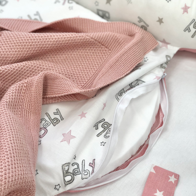 Protectie somn-Baby nest patut bebe Baby stars roz